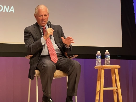 President Robbins speaking at the Valley Voices event