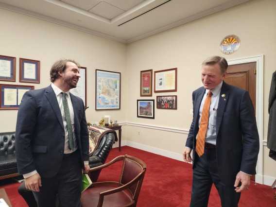 Michael Seronde shares a laugh with his former dentist, Congressman Paul Gosar.