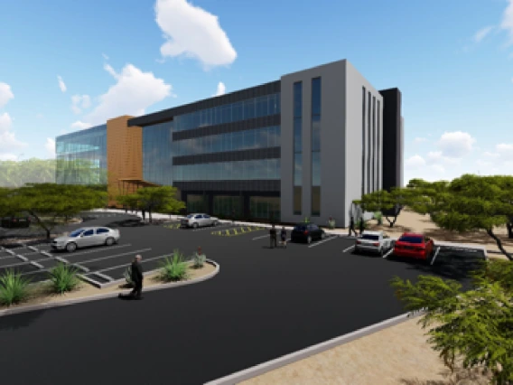 A digital rendering of the Boyer Company building at the Bridges as presented by the Arizona Board of Regents