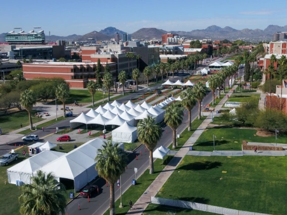 An aerial view of the POD distribution at UArizona