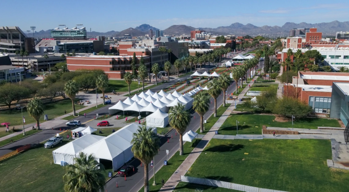 An aerial view of the POD distribution at UArizona