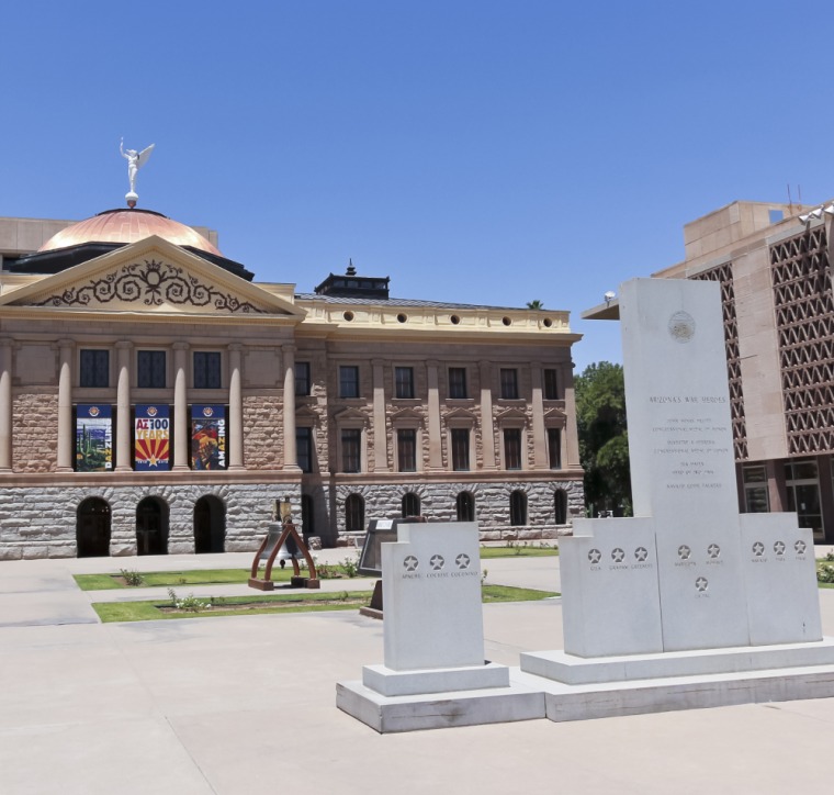 Arizona State Capitol museum and Arizona House of Representatives buildings as seen from a distance